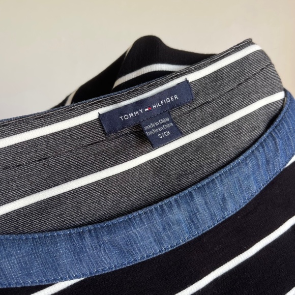 Tommy Hilfiger Black White Striped Bateau Neck Bodycon Dress Size s - Picture 4 of 6